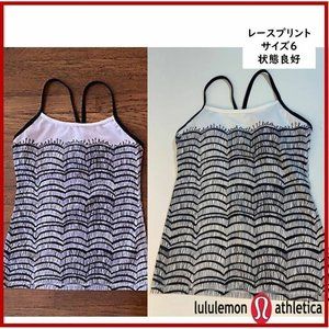 Lululemon Power Y Tank Size 6 (Lace print / Black)
